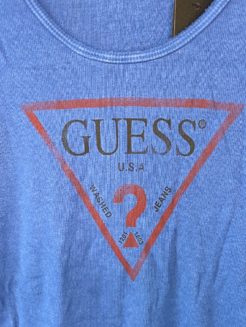 GUESS Cobalt Blue Ribbed Logo Tank - Picture 2 of 5